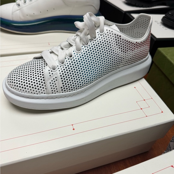 Alexander McQueen White Perforated Lace-Up Sneakers